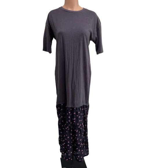 NWT ASOS Distressed T-Shirt Maxi Dress Womens sz 6 Cotton Knit Floral Stretch - Picture 2 of 12